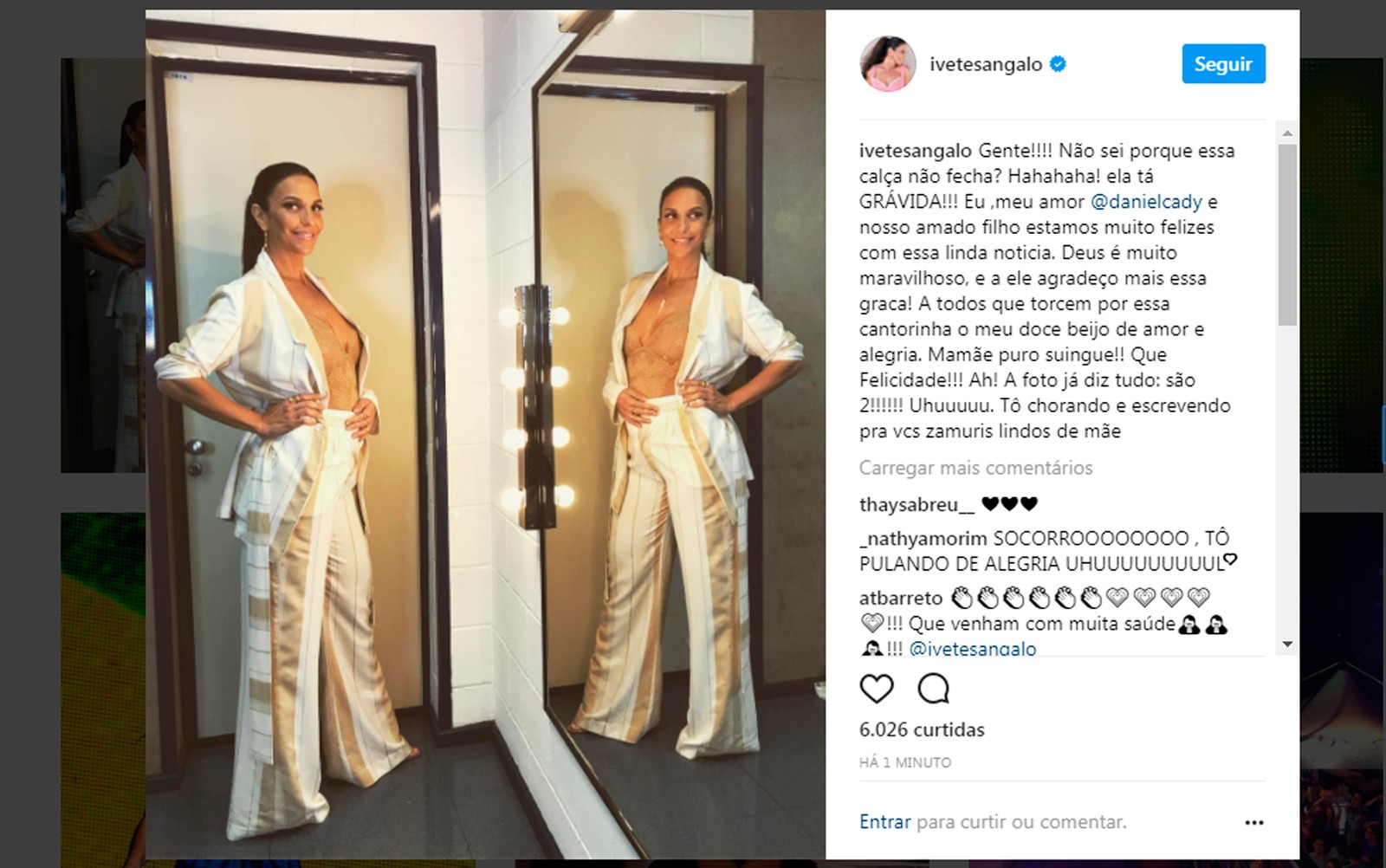 Aos 45 anos, Ivete Sangalo anuncia nova gravidez: São dois